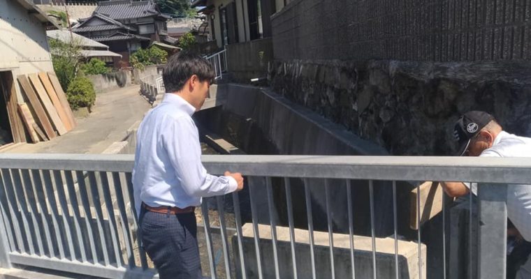 奥村直樹北九州市議と共に西日本豪雨災害の対策要望を伺い、被災現場を視察　衆議院議員　きいたかし　福岡10区　(北九州市門司区・小倉北区・小倉南区)