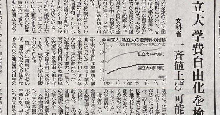 国立大学の学費自由化検討との報道の事実確認　衆議院議員　きいたかし　福岡10区　(北九州市門司区・小倉北区・小倉南区)