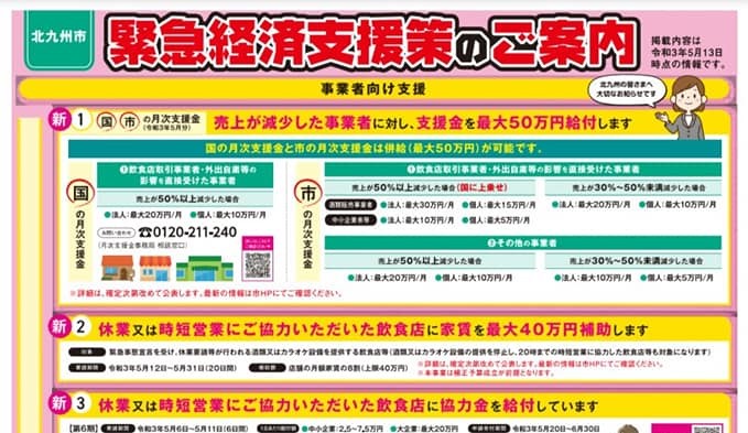 北九州市の緊急経済支援策(事業者向け)のご案内　衆議院議員 きいたかし 福岡10区(北九州市門司区・小倉北区・小倉南区)