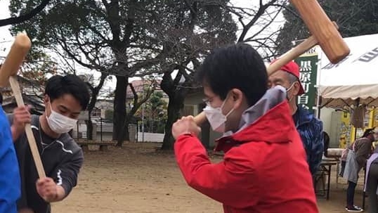 黒原地区のもちつきをお手伝い　衆議院議員 きいたかし 福岡10区(北九州市門司区・小倉北区・小倉南区)
