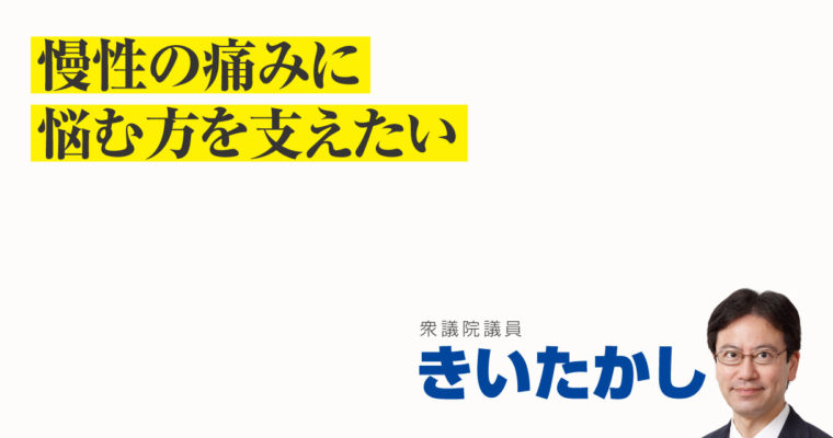 慢性の痛みに悩む方を支えたい　衆議院議員　きいたかし　福岡10区（北九州市門司区・小倉北区・小倉南区）