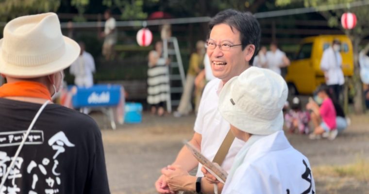 ご先祖様を想いながら盆踊りへ　衆議院議員　きいたかし　福岡10区（北九州市門司区・小倉北区・小倉南区）　